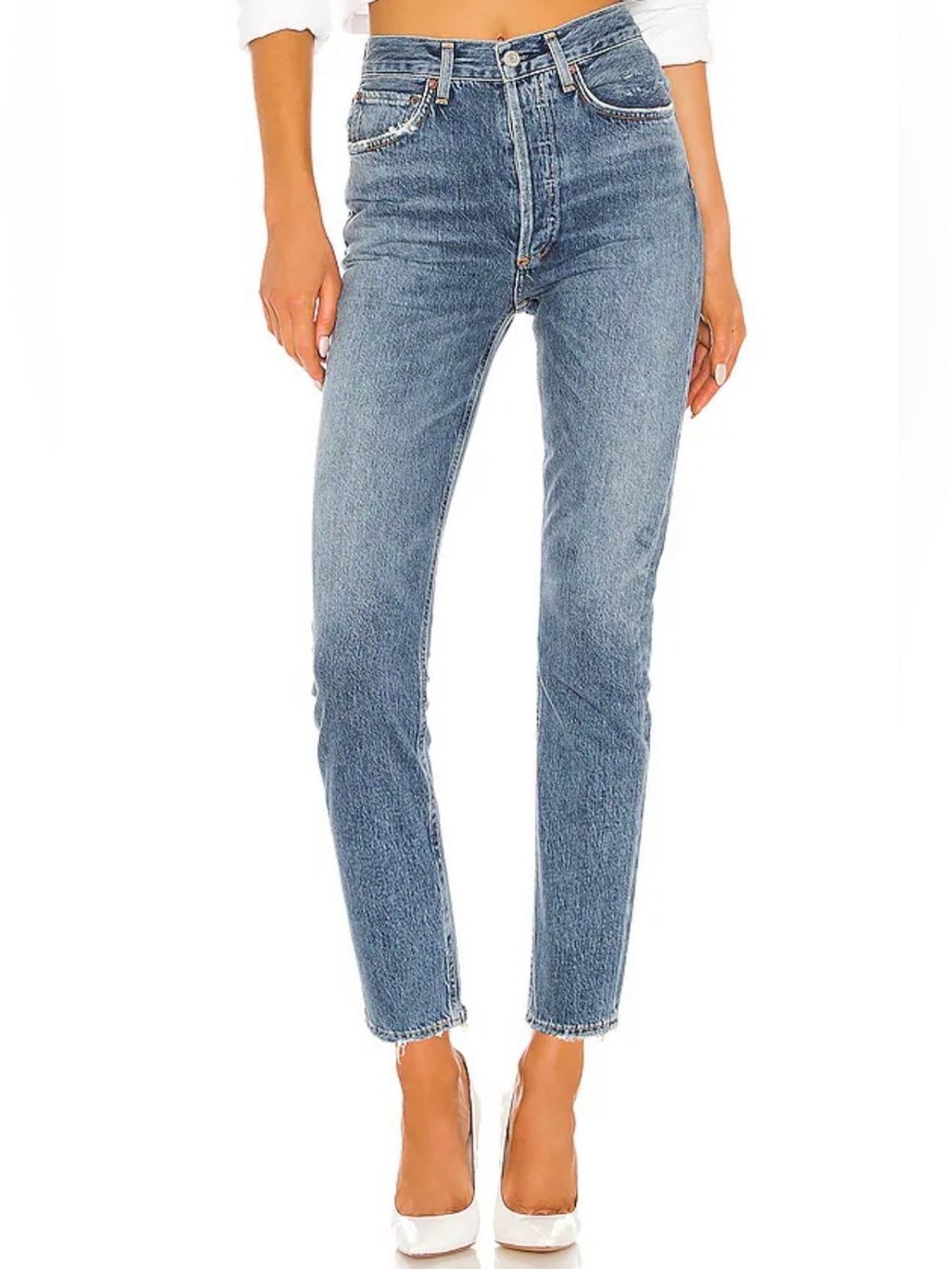 AGOLDE Riley High Rise Straight Crop Jeans Light Wash Sz 25 A056C-983
